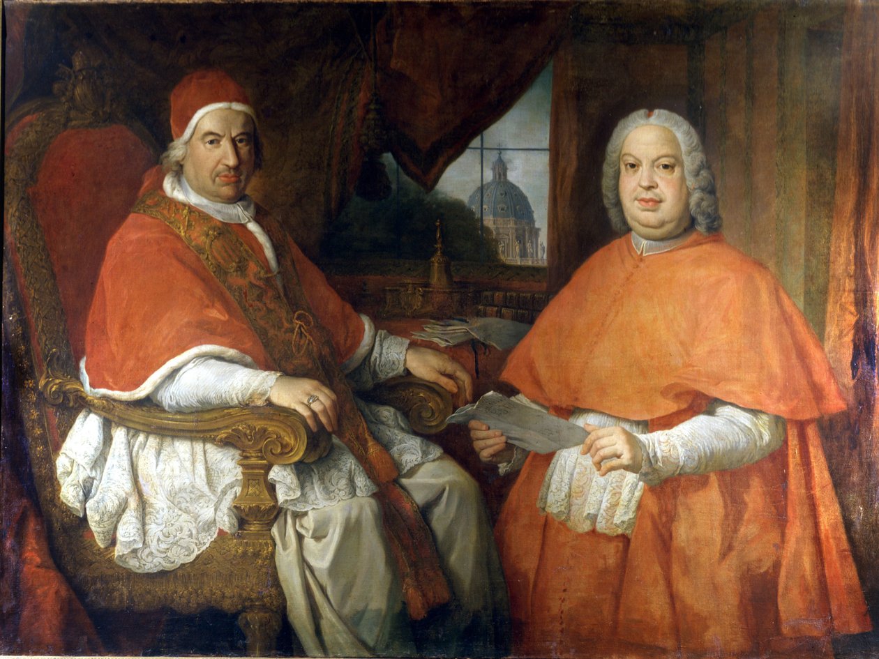 Benedikt XIV. und Kardinal Silvio Valenti Gonzaga. Gemälde von Giovanni Paolo Pannini. 18. Jahrhundert. Rom, Museum von Rom von Giovanni Paolo Pannini