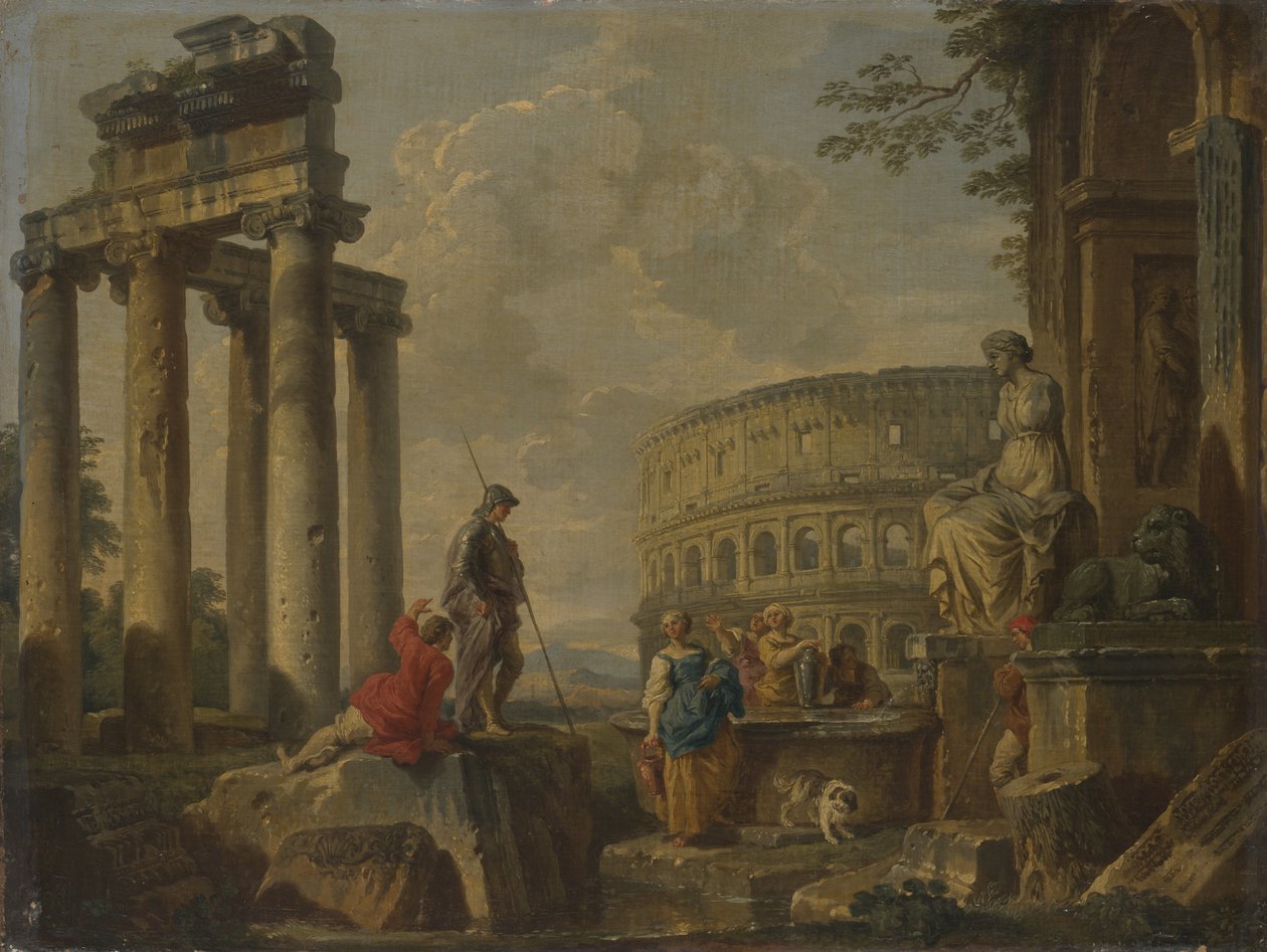 Das Kolosseum unter römischen Ruinen, ca. 1730 von Giovanni Paolo Pannini