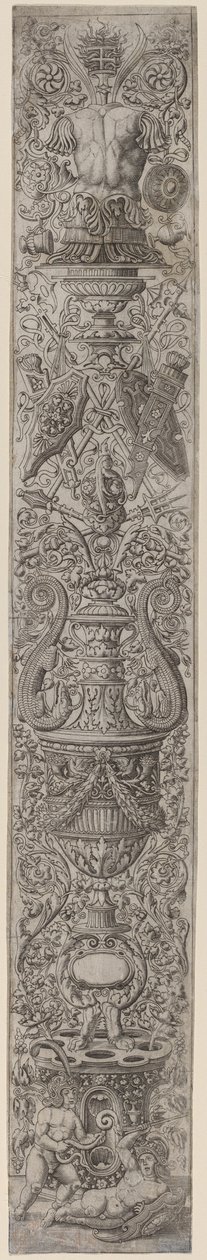 Ornamenttafel: Zwei Kinder mit Helmen von Giovanni Pietro Birago and Zoan Andrea