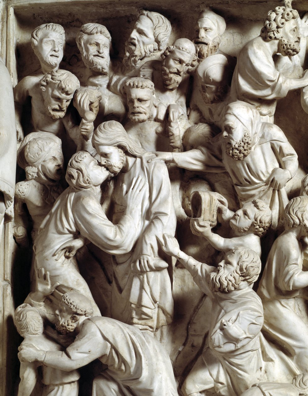 Detail der Reliefs des Stuhls: Der Kuss des Judas (Detail) von Giovanni Pisano