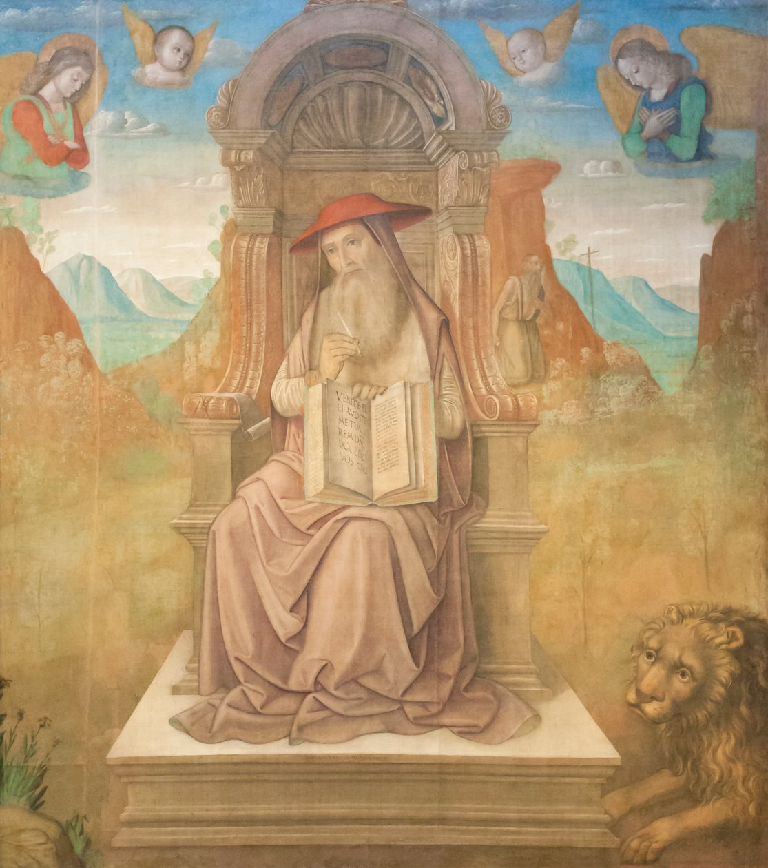 Heiliger Hieronymus auf dem Thron von Giovanni Santi or Sanzio