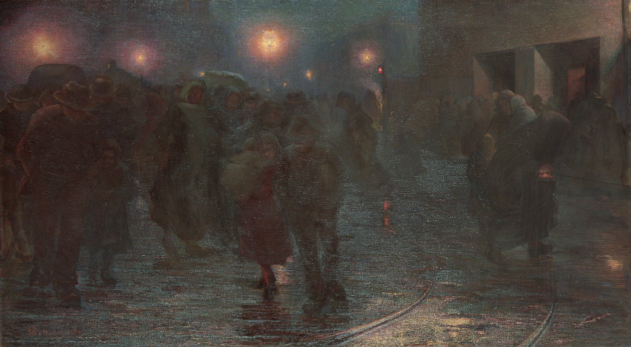 Dezember: Die Morgendämmerung der Arbeiter, 1897 von Giovanni Sottocornola