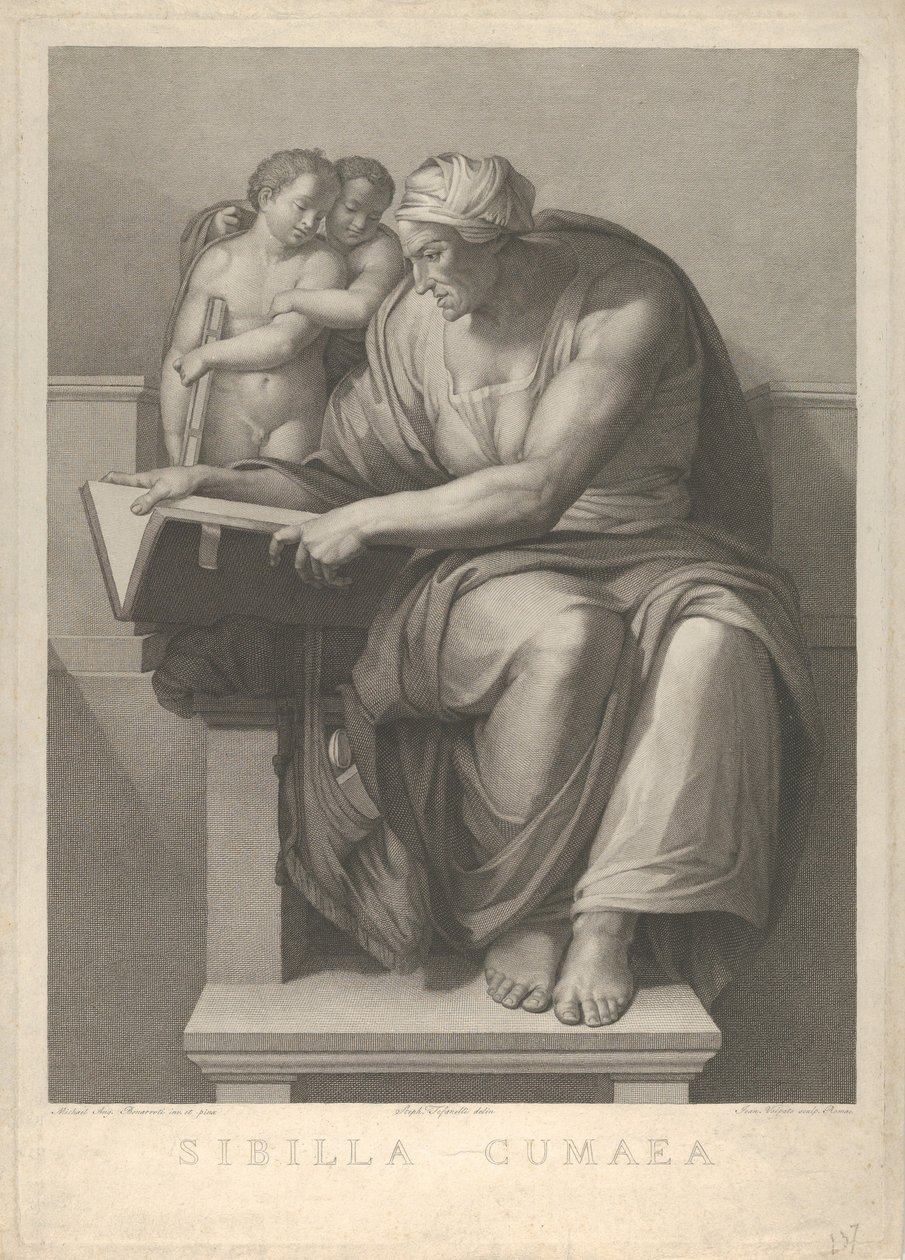 Die Kumanaische Sibylle nach dem Fresko von Michelangelo in der Sixtinischen Kapelle, 1784-90 von Giovanni Volpato