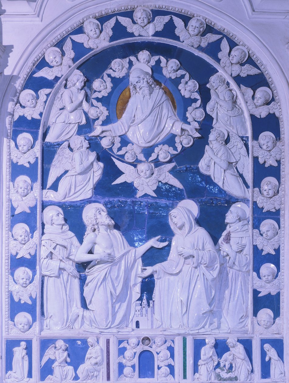 Die Madonna zwischen den Heiligen Franziskus, Dominikus und Bernhard von Giovanni della Robbia