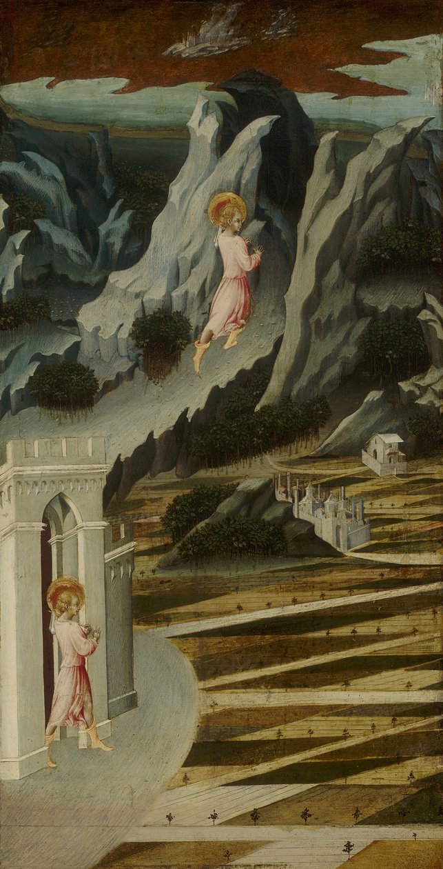 Johannes der Täufer betritt die Wildnis von Giovanni di Paolo