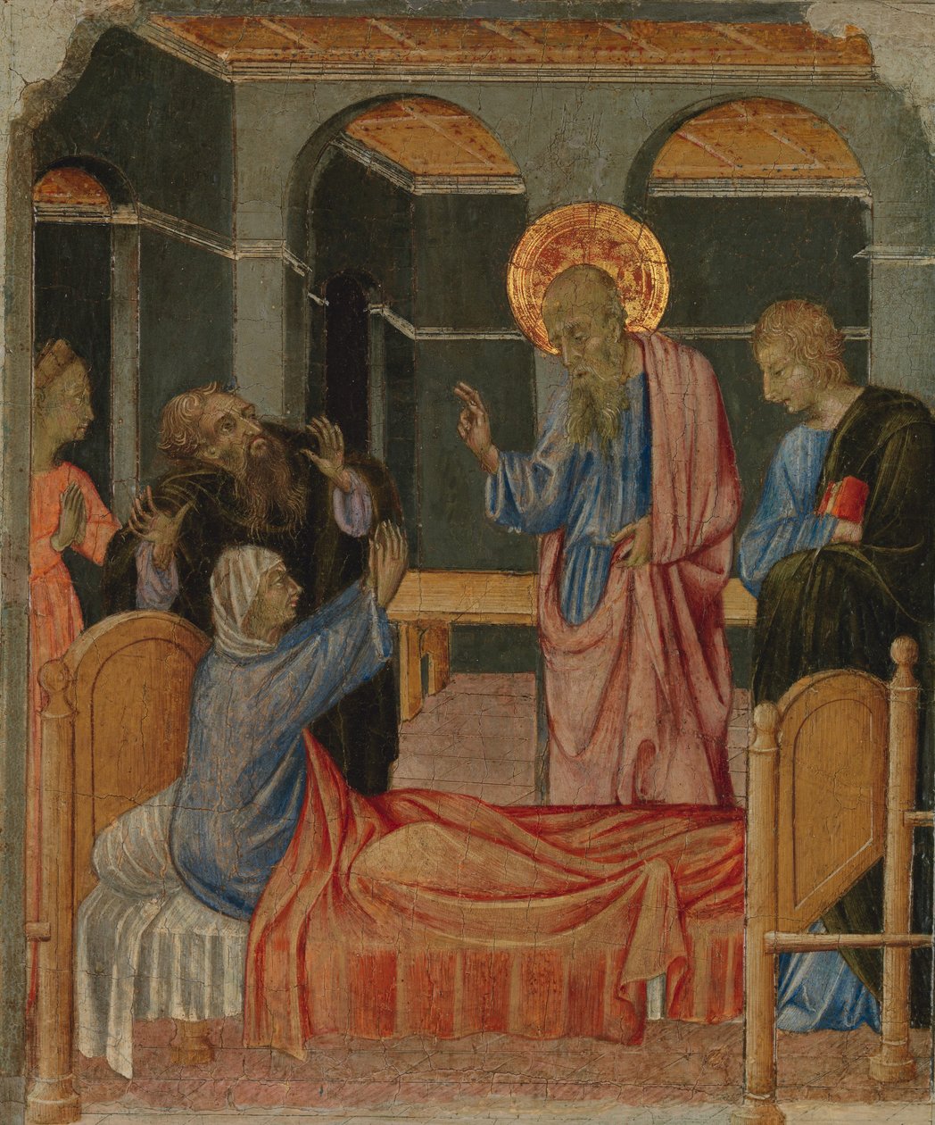 Der heilige Johannes der Evangelist erweckt Drusiana, ca. 1460 von Giovanni di Paolo