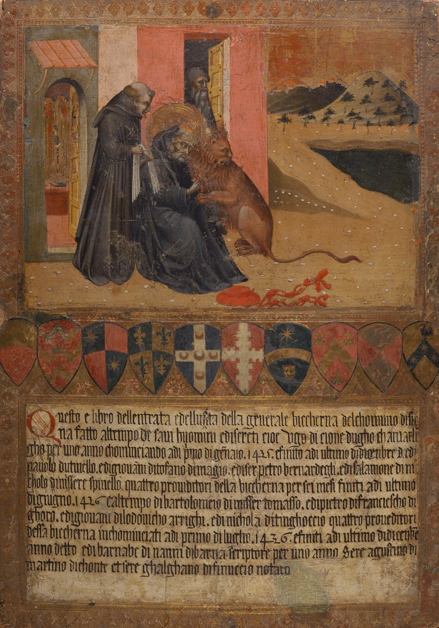 St. Hieronymus zieht einen Dorn aus der Pfote des Löwen von Giovanni di Paolo