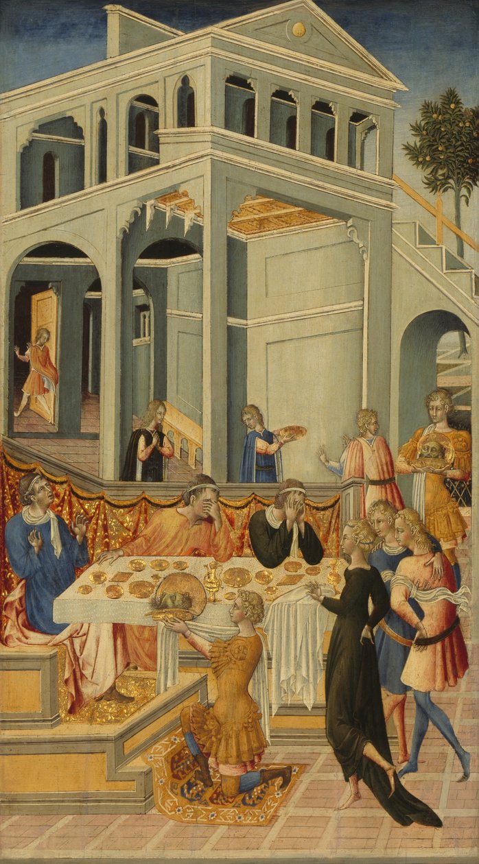 Der Kopf des Heiligen Johannes des Täufers vor Herodes gebracht von Giovanni di Paolo
