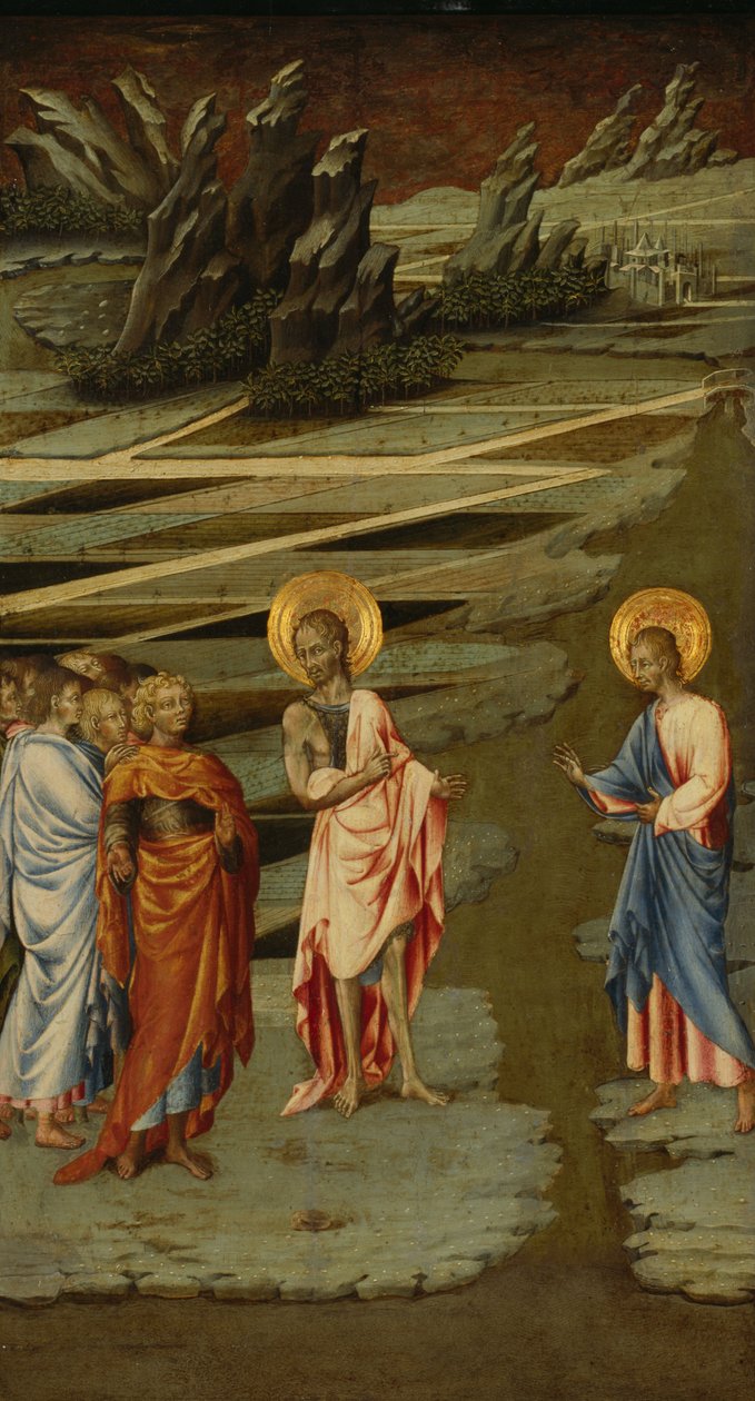 Ecce Agnus Dei (Siehe, das Lamm Gottes) - Giovanni di Paolo, Tempera auf Holz von Giovanni di Paolo