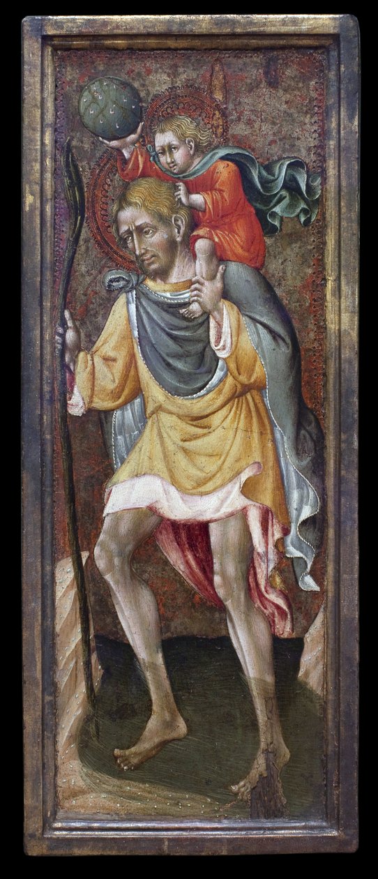 Der heilige Christophorus trägt Jesus Christus auf seinen Schultern. Gemälde von Giovanni Di Paolo Di Grazia (Giovanni dal Poggio) von Giovanni di Paolo di Grazia