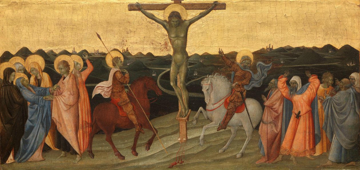 Die Kreuzigung (mit Maria, Johannes, Maria Magdalena, St. Longinus und dem bekehrten Zenturio) von Giovanni di Paolo di Grazia