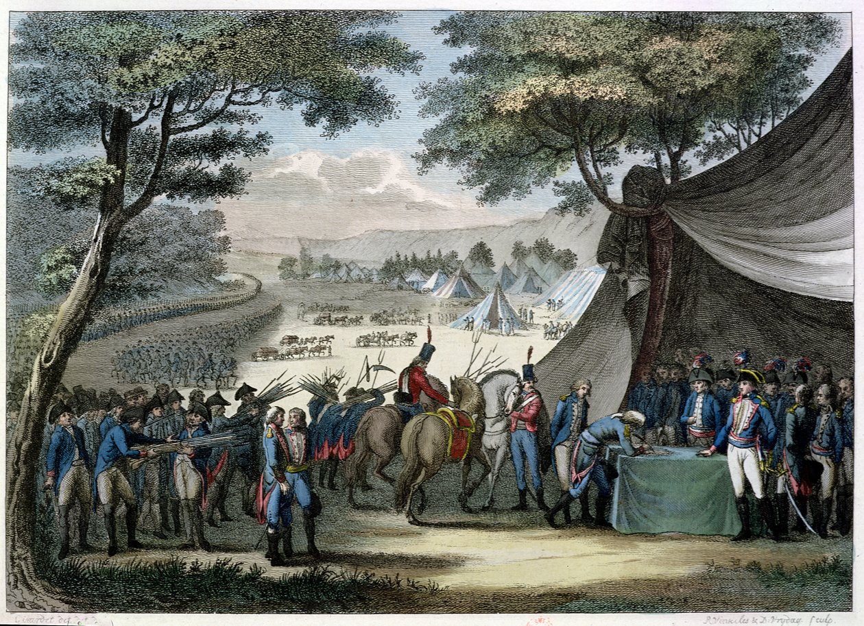 Befriedung der Vendée durch General Hoche (1768-97) 20. April 1795 (Farbstich) von Karl Girardet