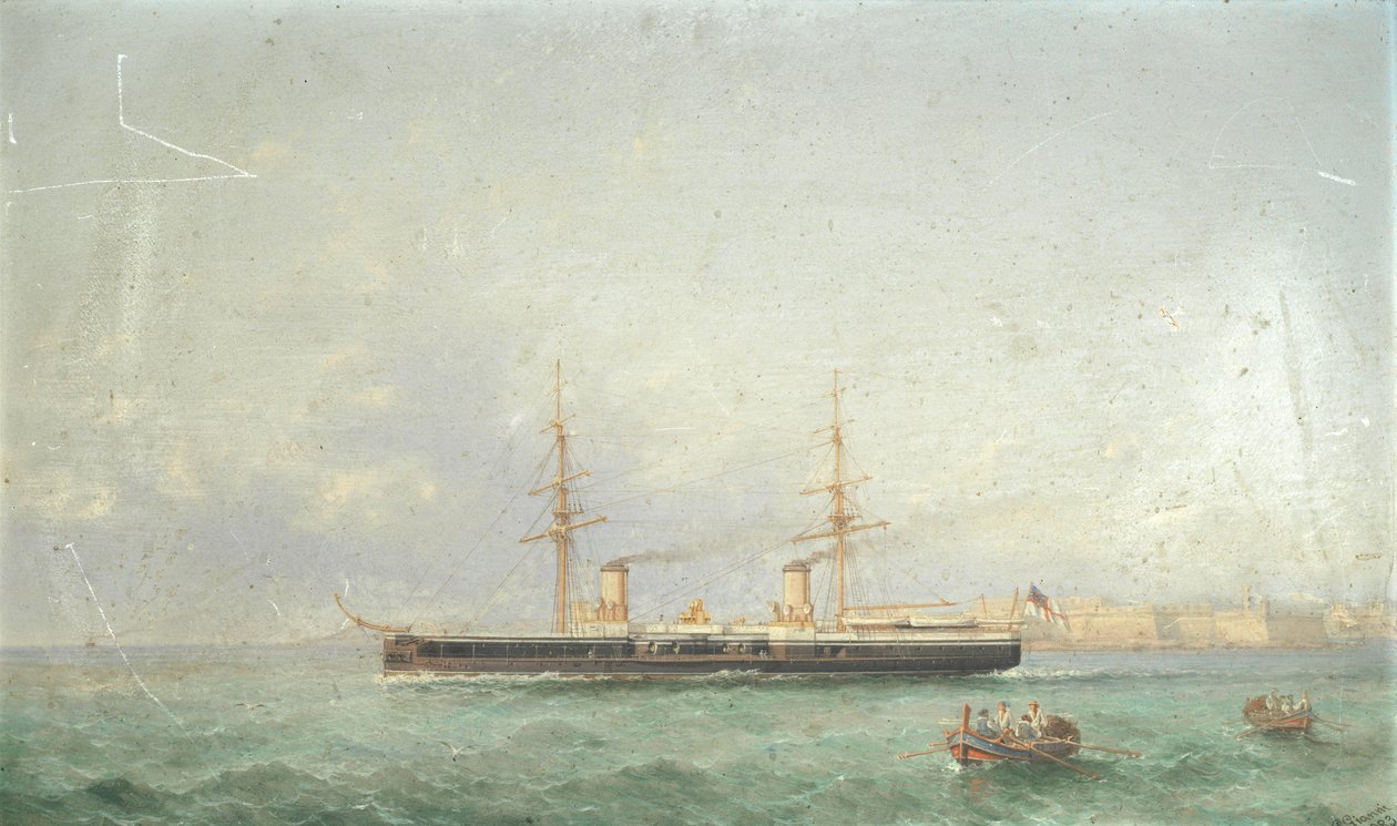 Das Schlachtschiff HMS Inflexible auf dem Weg zur See vom Grand Harbour, Valetta von Girolamo Gianni
