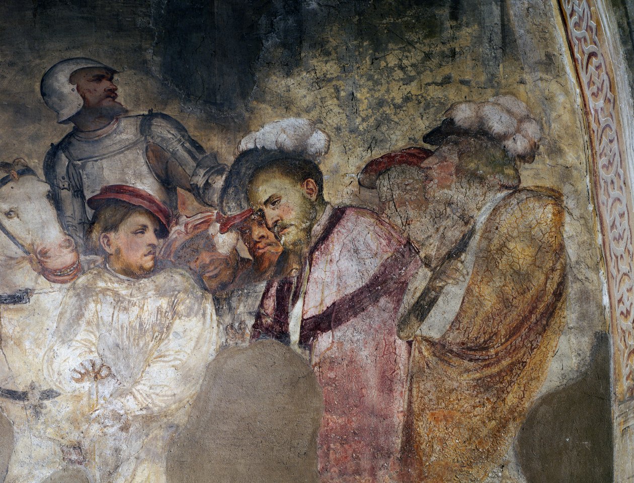 Soldat in Rüstung und Männer mit Hüten (Detail) von Girolamo Romanino