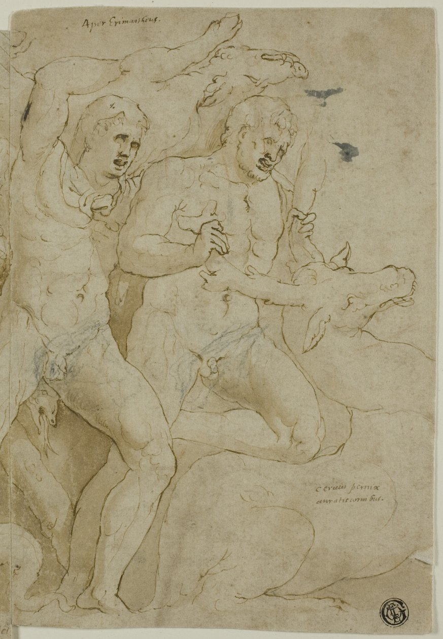 Antikes Sarkophagrelief mit den Arbeiten des Herkules von Girolamo da Carpi