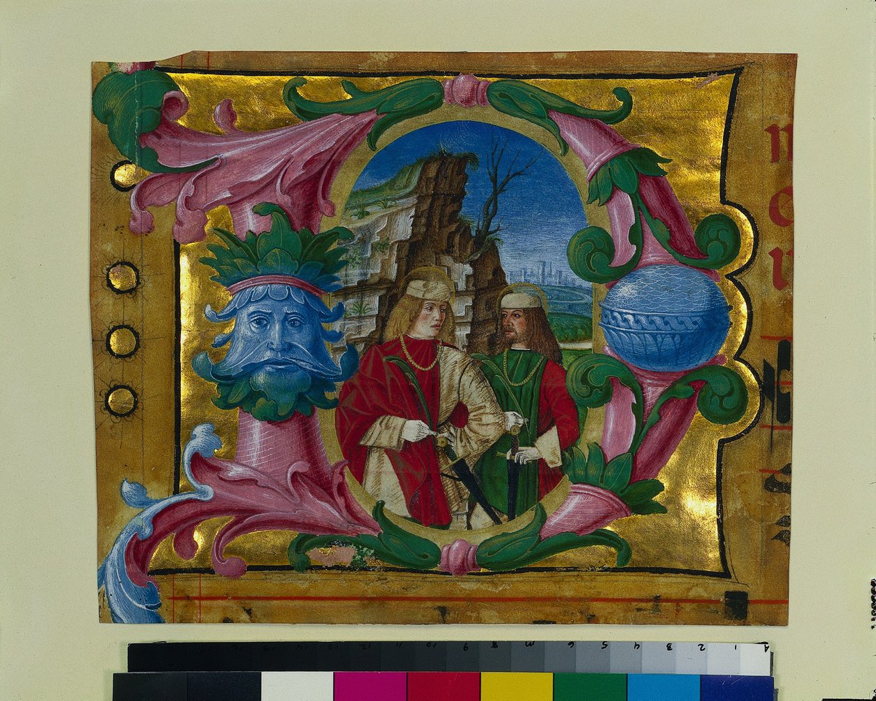 Historisierte Initiale (D) aus einem Chorbuch: Zwei Märtyrerheilige von Girolamo dai Libri
