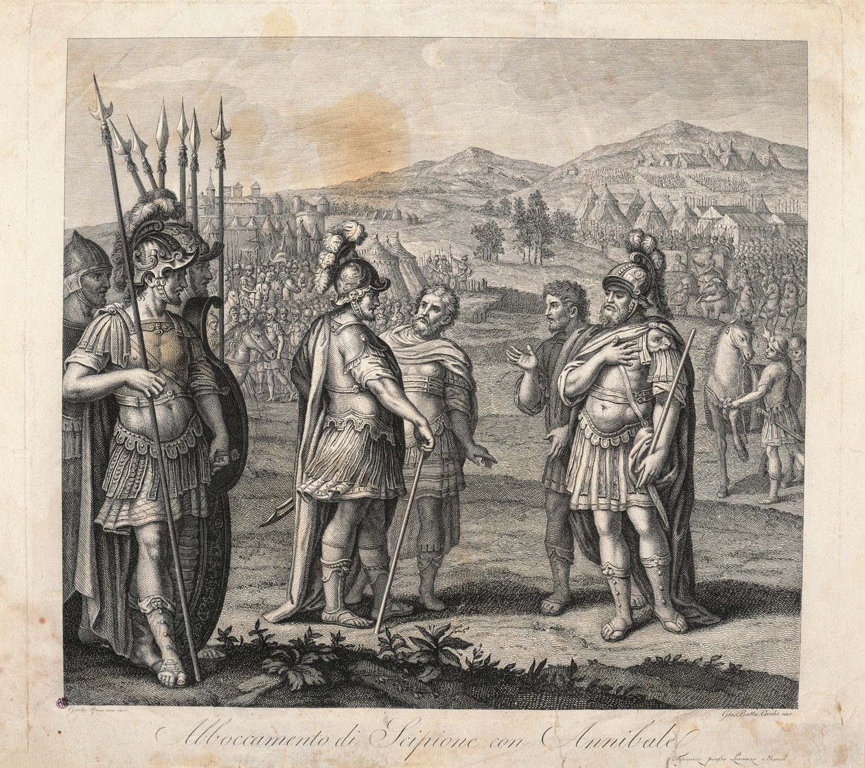 Treffen zwischen Hannibal und Scipio während der Punischen Kriege von Giulio (after) Romano