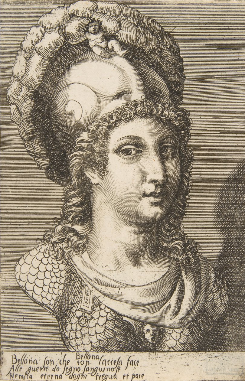 Büste der Bellona, ca. 1531-76 von Giulio Bonasone
