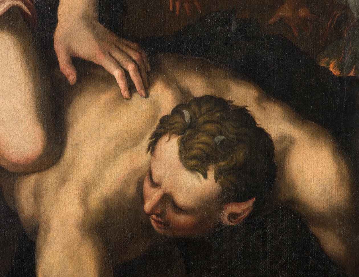 Nordquerhaus, Altar des Erzengels Michael, Erzengel Michael tötet das Böse, Giulio Campi 1566, Detail von Giulio Campi