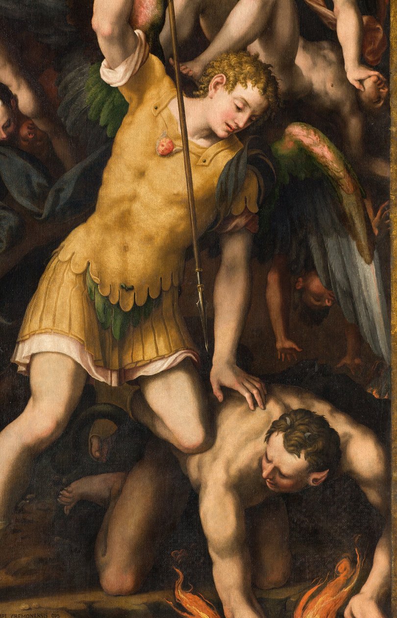 Nördliches Querschiff, Altar des Erzengels Michael, Erzengel Michael tötet das Böse (Detail) von Giulio Campi