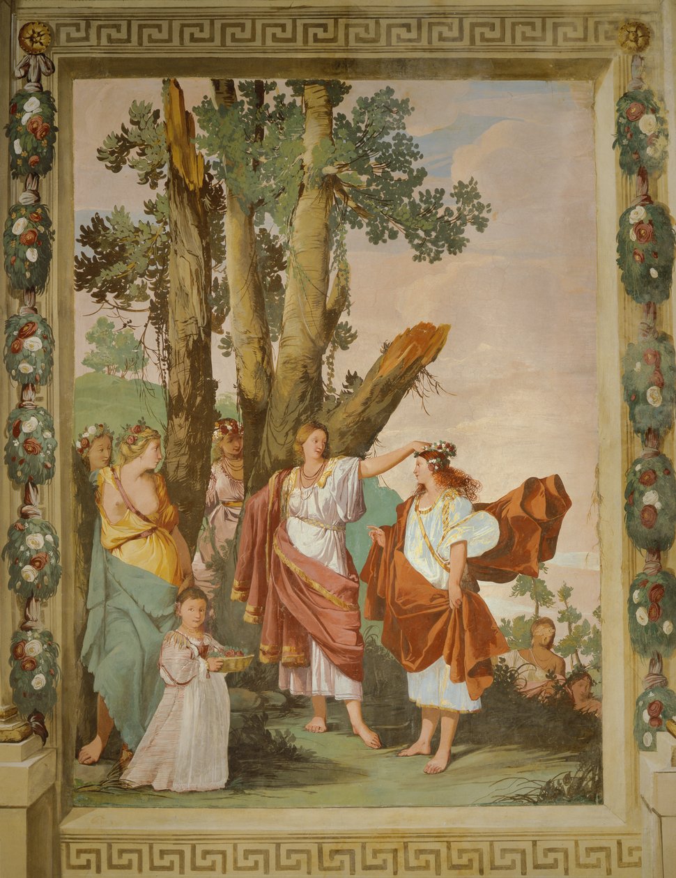 Krönung der Nymphe Amaryllis, Siegerin des Rennens von Giulio Carpioni