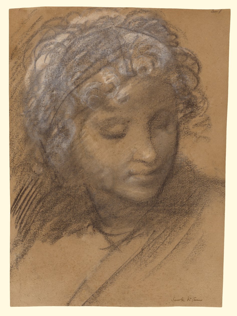 Kopf einer weiblichen Figur (recto); Weiblicher Akt (verso) von Giulio Cesare Procaccini
