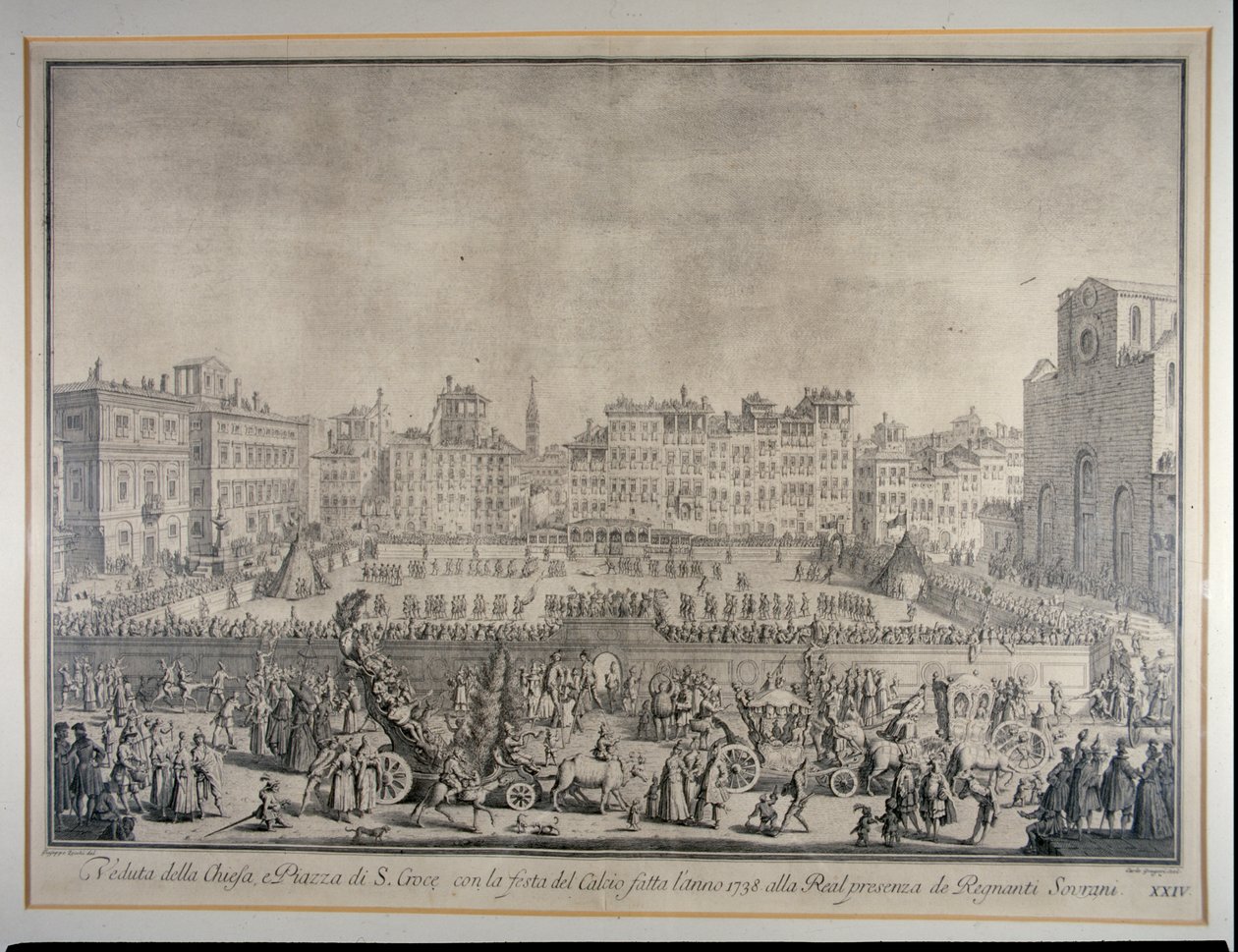 Das Festa del Calcio auf der Piazza Santa Croce, graviert von Carlo Gregori, 1738 von Giuseppe Zocchi