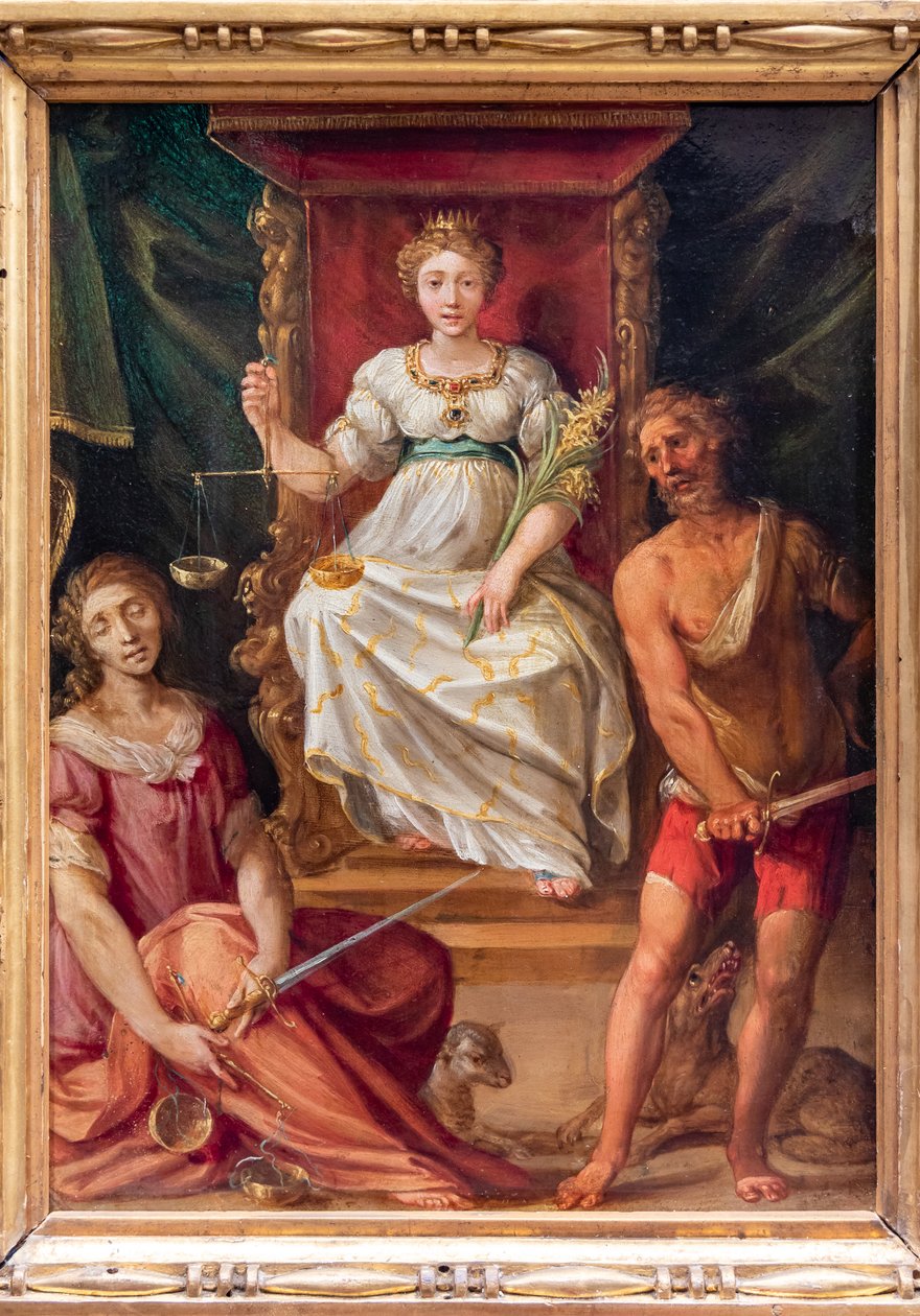 Gerechtigkeit (oder Gleichheit), mit Ungerechtigkeit und Kontrast von follower of Giuseppe Cesari