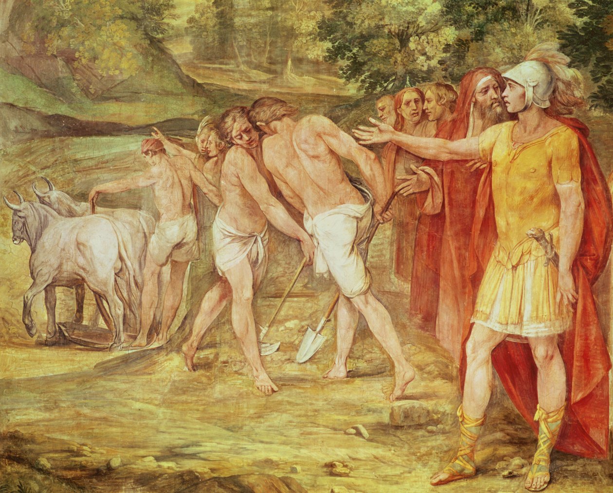 Romulus markiert die Grenzen Roms, aus der Sala dei Horatii e Curatii von Giuseppe Cesari