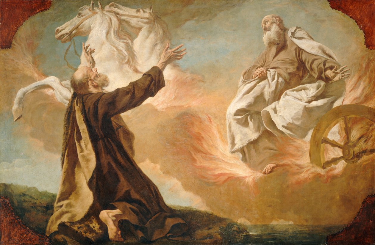 Elija wird in einem Feuerwagen aufgenommen (ca. 1740-1755) von Giuseppe Angeli