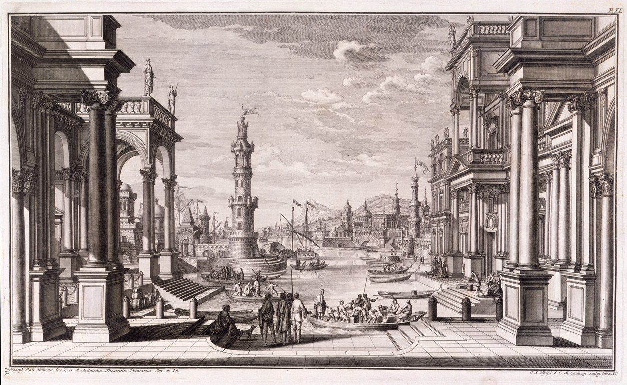 Kleiner Hafen mit barocken Säulen, aus 