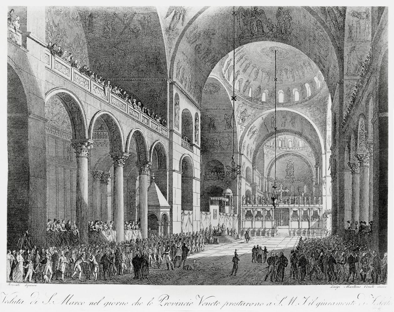 Venetische Provinzen schwören dem österreichischen Kaiser Franz II. in der Basilika San Marco in Venedig, 7. Mai, die Treue von Giuseppe Borsato
