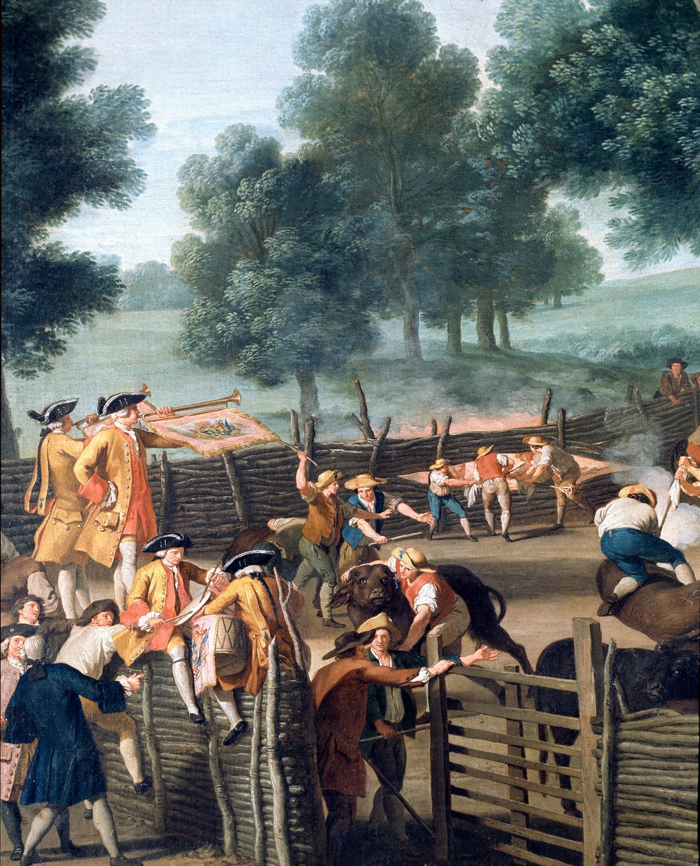Viehbrandmarkung in der Nähe von Rom. Das Publikum der Aristokraten (Detail) von Giuseppe Bottani