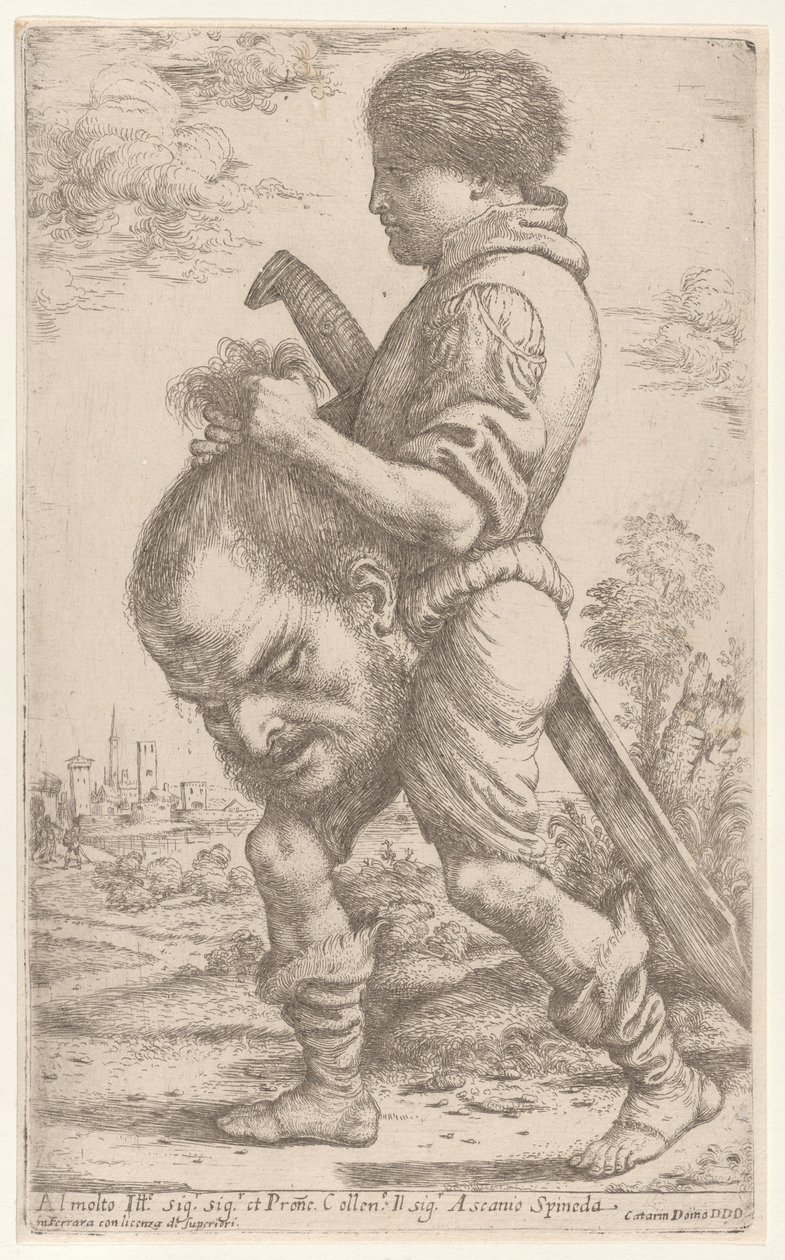David trägt den Kopf von Goliath, den er an den Haaren hält von Giuseppe Caletti