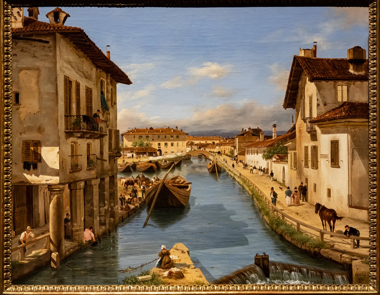 Ansicht des Naviglio-Kanals von der Brücke von St. Markus, ca. 1850 von Giuseppe Canella