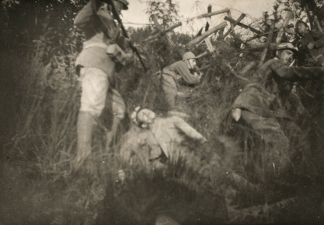 Simulation eines Angriffs in einem Schützengraben des Carso während des Ersten Weltkriegs von Giuseppe Gentilini