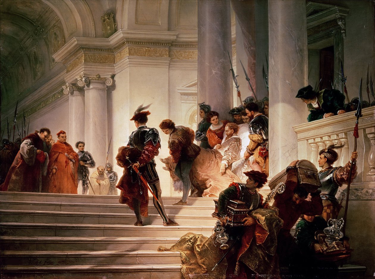 Cesare Borgia verlässt den Vatikan, 1877 von Giuseppe Lorenzo Gatteri