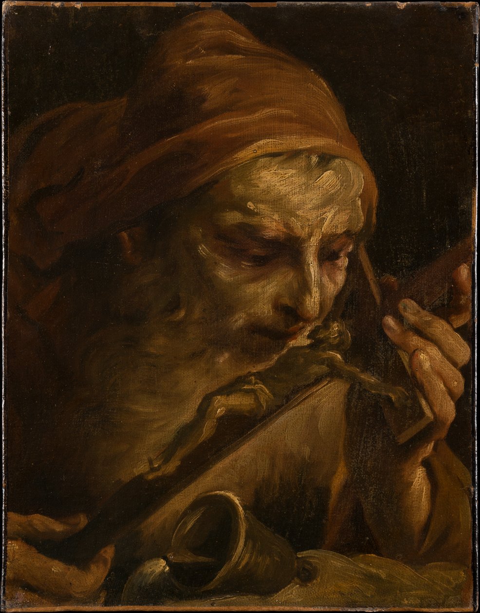 Antonius der Abt küsst das Kruzifix von Giuseppe Maria Crespi