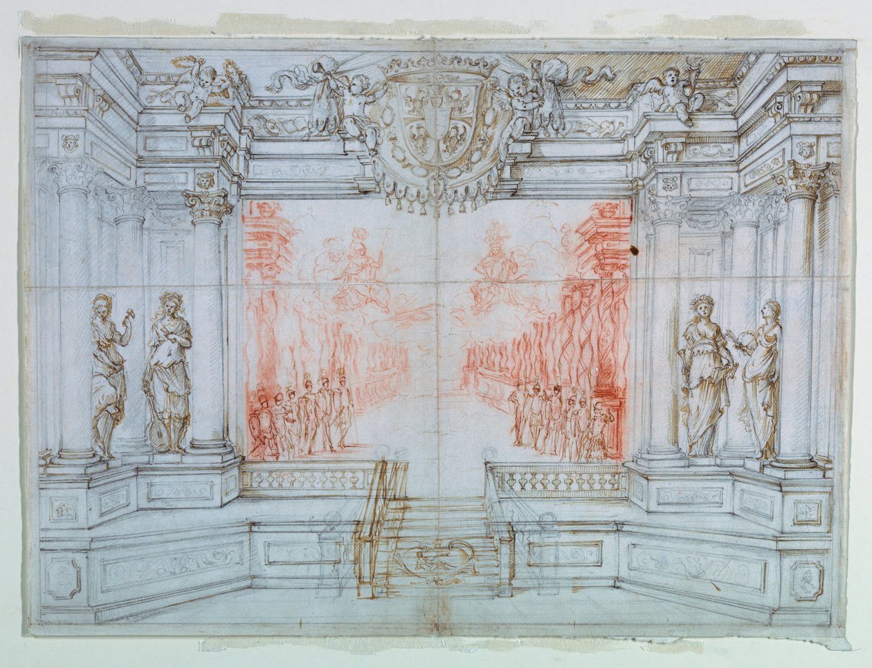 Zeichnung, Bühnenbild: Ballett Cele, 1674 von Giuseppe Maria Mitelli