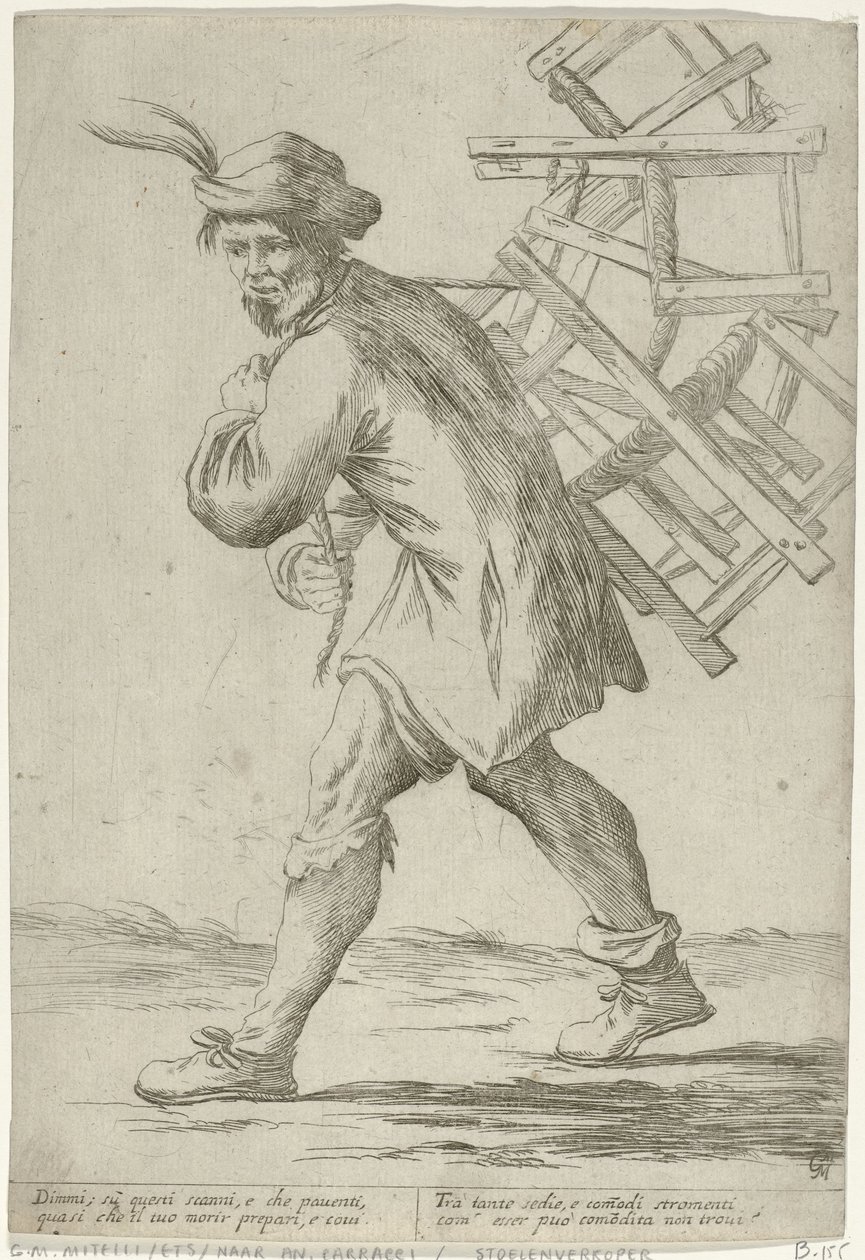 Stuhlhändler (Straßenverkäufer in Bologna) von Giuseppe Maria Mitelli