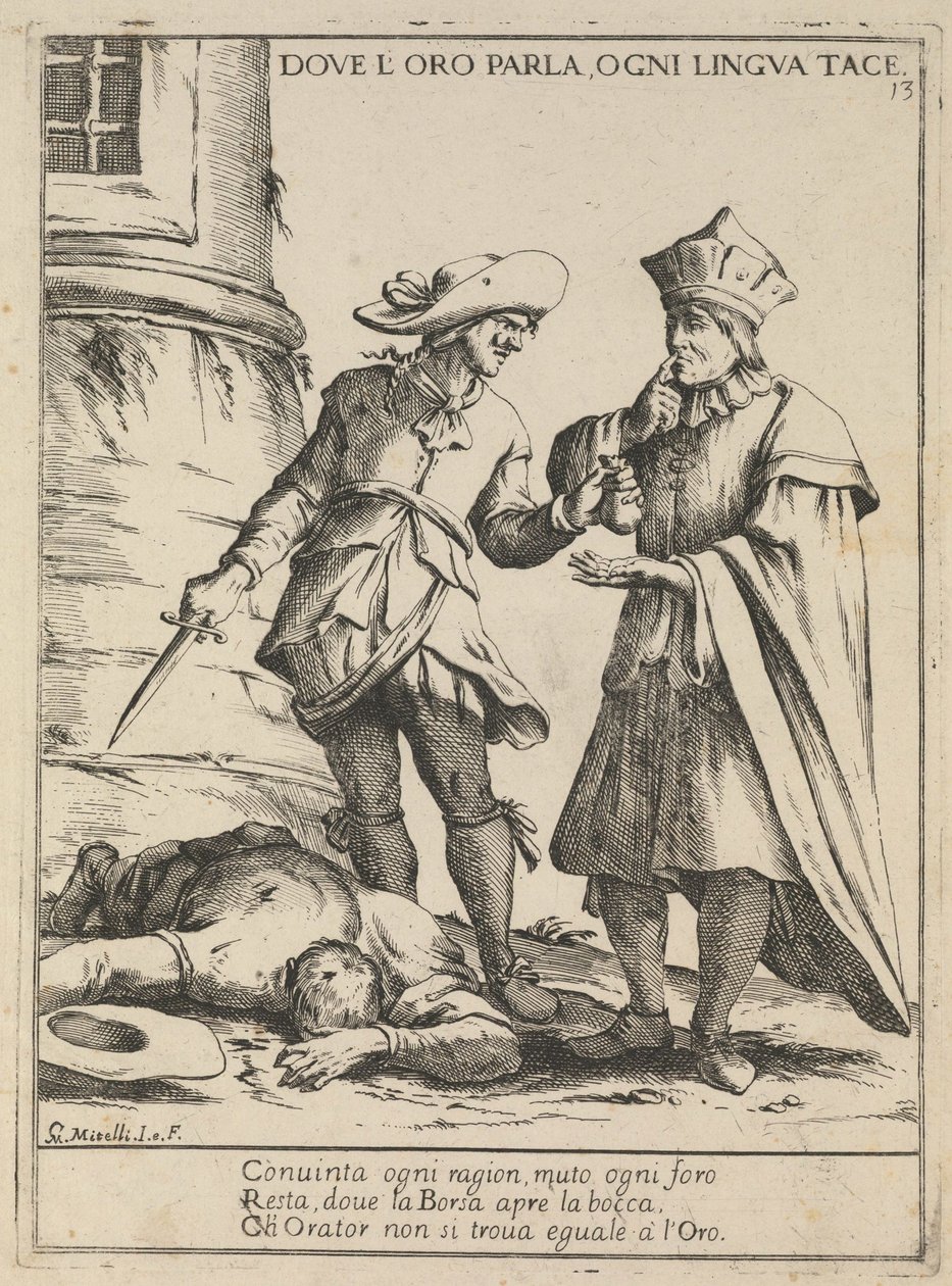 Wo Gold spricht, schweigt jede Zunge. Dove loro parla, ogni lingua tace von Giuseppe Maria Mitelli