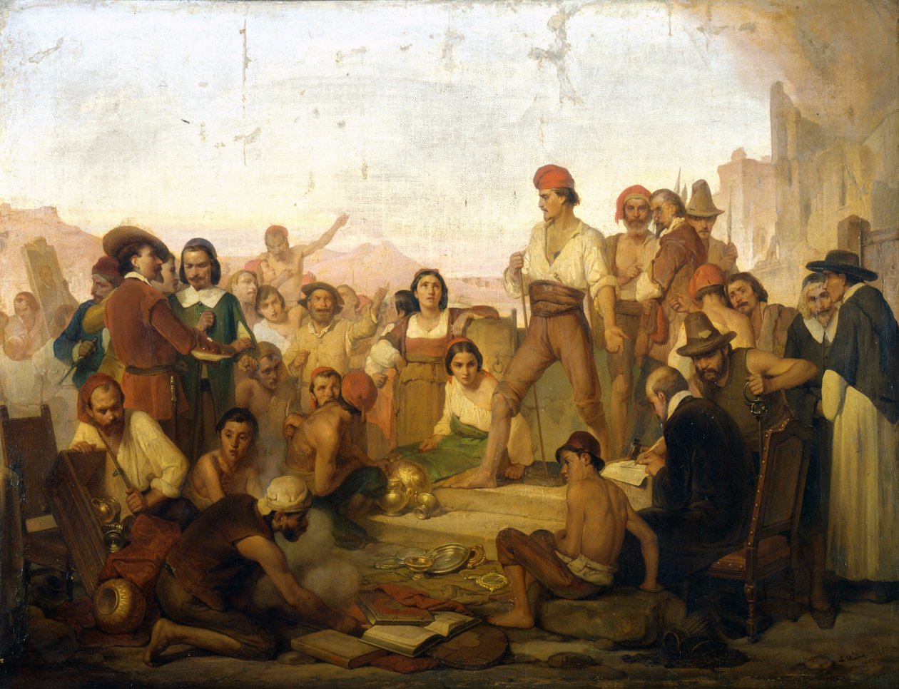 Der Aufstand des neapolitanischen Fischers Tommaso Aniello, bekannt als Masaniello (1622-1647) in Neapel 1647. Gemälde von Mazza. Museo della Scienza di Milano von Giuseppe Mazza