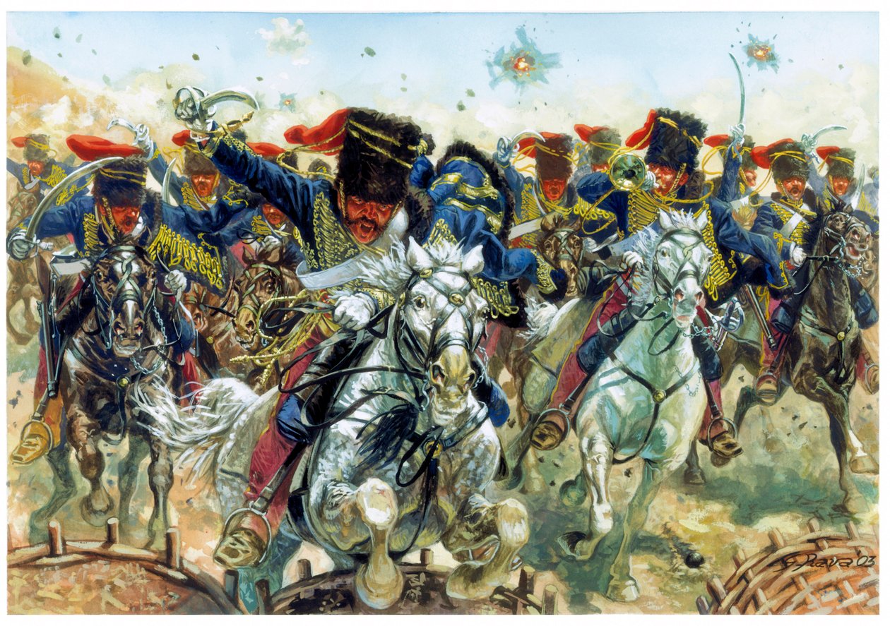 Krimkrieg: die Schlacht von Balaklawa am 25.10.1854, der Angriff der englischen Kavallerie - Illustration von Giuseppe Rava von Giuseppe Rava