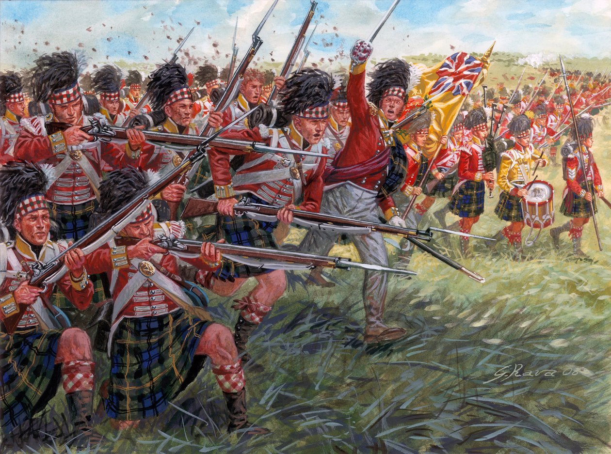 Erstes Kaiserreich: der Angriff der schottischen Infanterie in der Schlacht von Waterloo von Giuseppe Rava