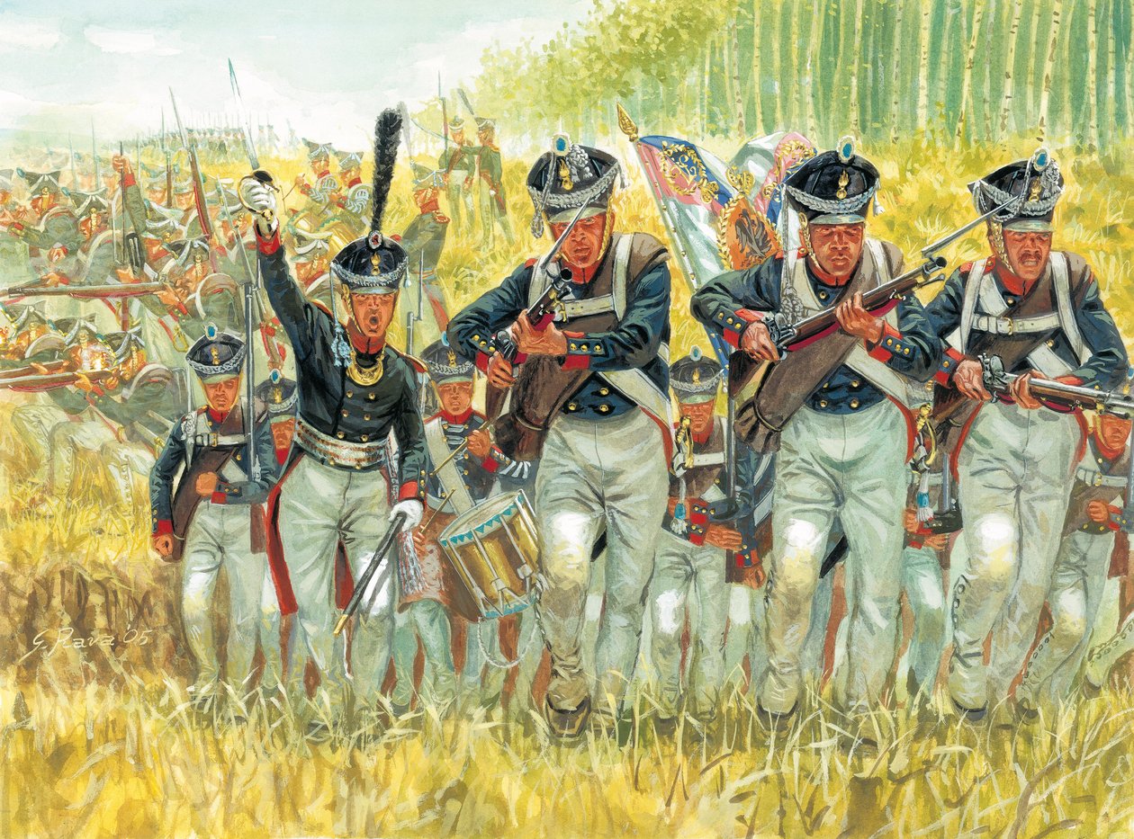 Russlandfeldzug: russische Linieninfanterie gegen die Armee von Napoleon I. im Jahr 1812 von Giuseppe Rava