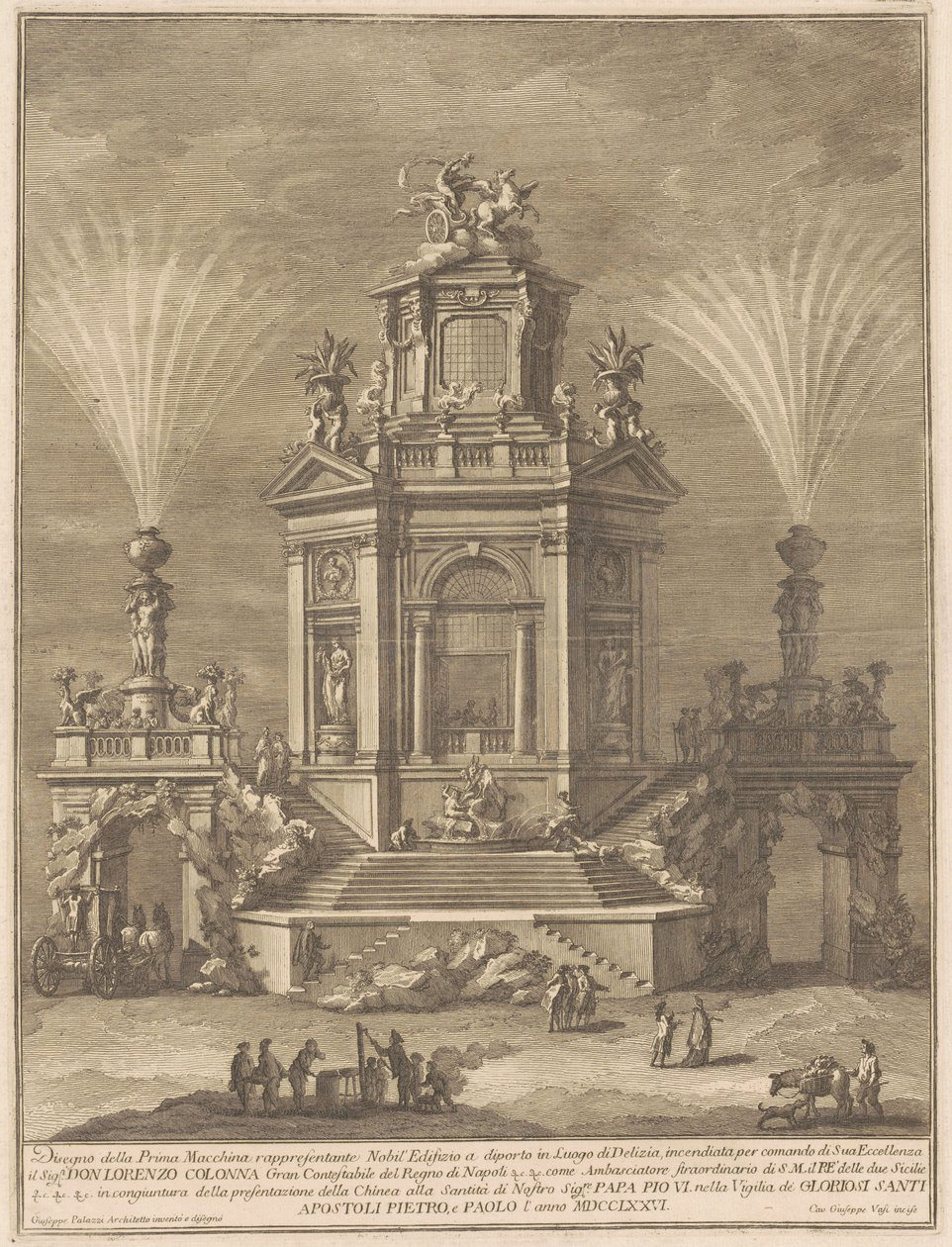 Die Prima Macchina für die Chinea von 1776: Ein Lustschloss von Giuseppe Vasi, after Giuseppe Palazzi