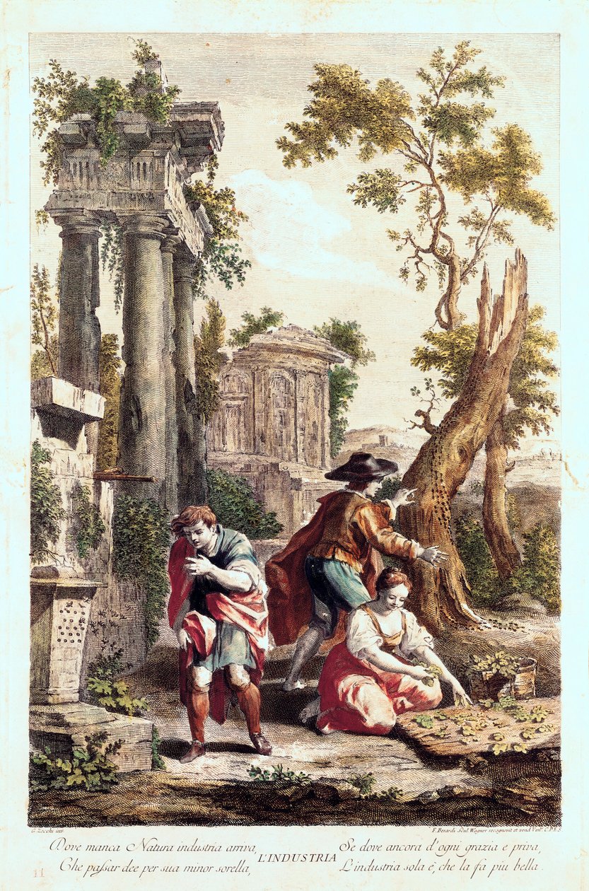 Allegorische Darstellung der Industrie. Zeichnung von Giuseppe Zocchi (1711-1767), 18. Jahrhundert von Giuseppe Zocchi