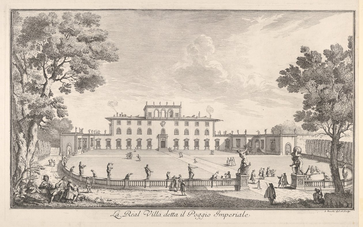 Die königliche Villa genannt il Poggio Imperiale, Ansicht..., 1744 von Giuseppe Zocchi