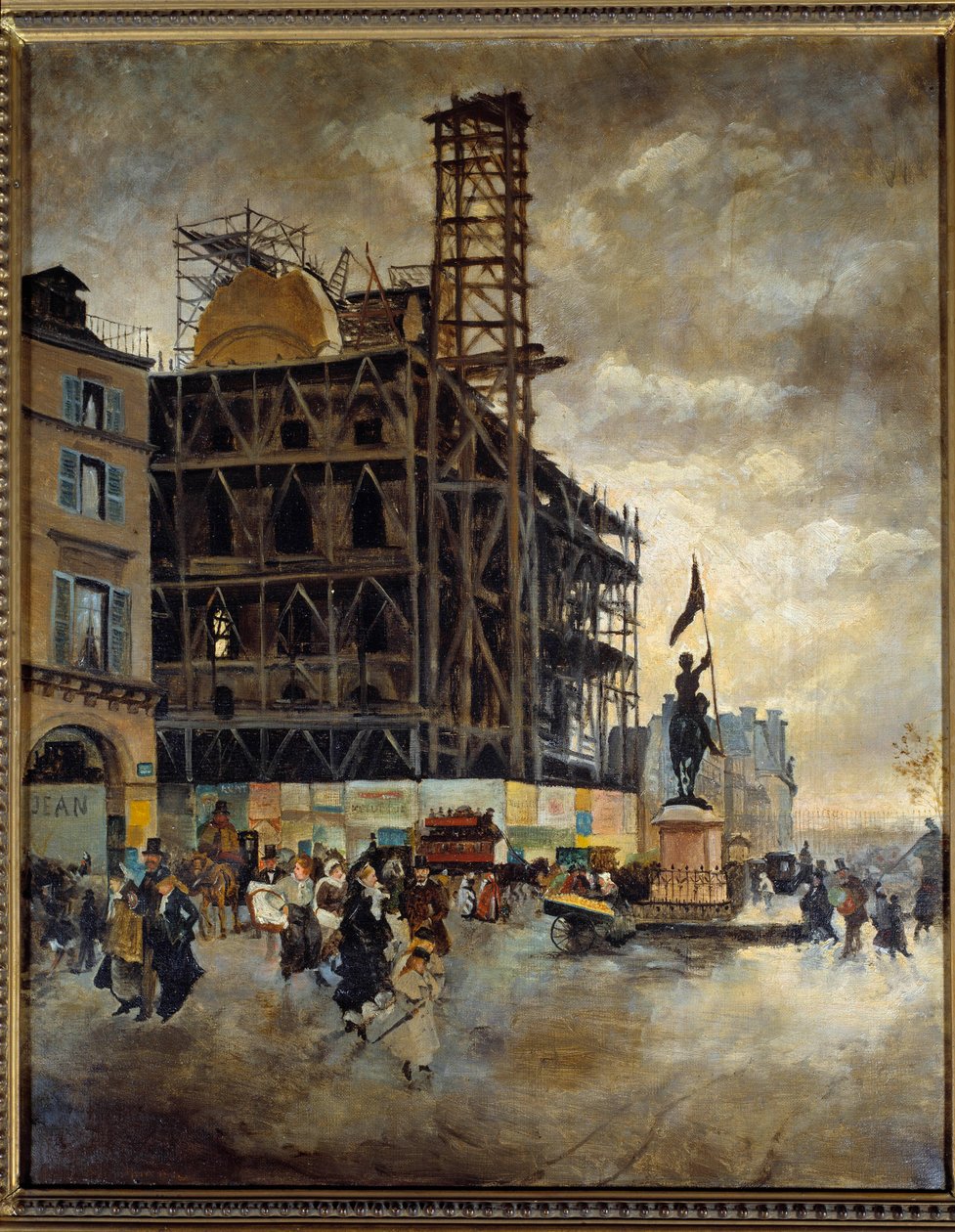 Place de Pyramides, Bau des Marsan-Pavillons (Paris) im Jahr 1880 von Giuseppe or Joseph de Nittis