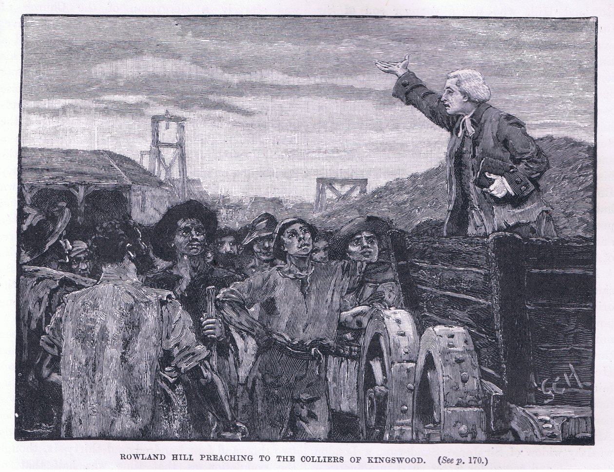 Rowland Hill predigt den Bergleuten in Kingswood von Godfrey C. Hindley